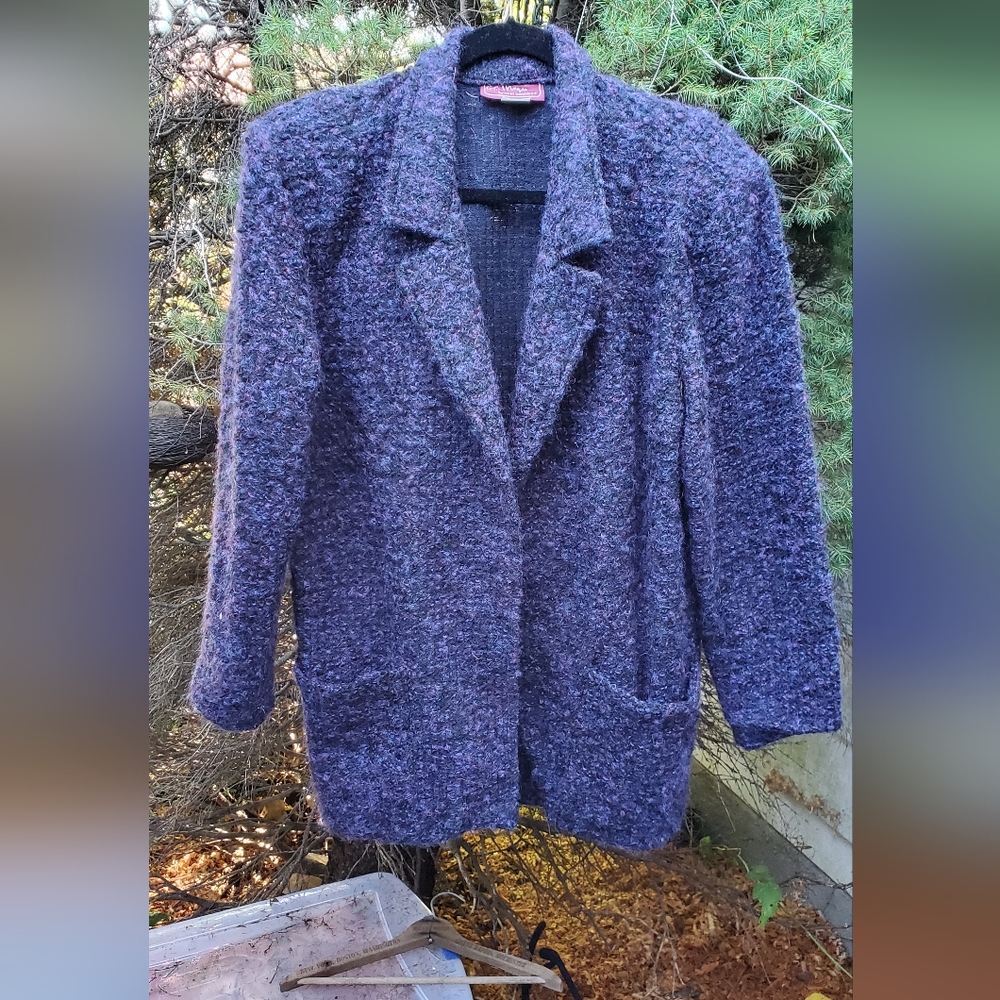 Vintage C. C  Magic by Toni Garment Purple Boucelle Wool Knit Jacket Size L